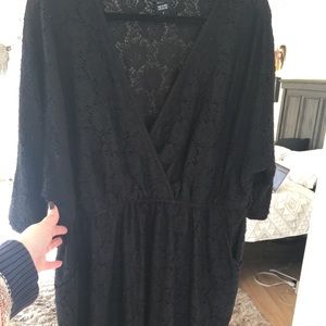 Plus Size Lace Wrap Dress with Pockets - 2X